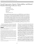 Cover page: Social constraints, genetic vulnerability, and mental health following collective stress