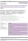 Cover page: Spontaneous cerebrovascular reactivity at rest in older adults with and without mild cognitive impairment and memory deficits