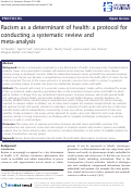 Cover page: Racism as a determinant of health: a protocol for conducting a systematic review and meta-analysis