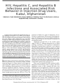 Cover page: HIV, Hepatitis C, and Hepatitis B Infections and Associated Risk Behavior in Injection Drug Users, Kabul, Afghanistan - Volume 13, Number 9—September 2007 - Emerging Infectious Diseases journal - CDC