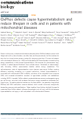 Cover page: OxPhos defects cause hypermetabolism and reduce lifespan in cells and in patients with mitochondrial diseases