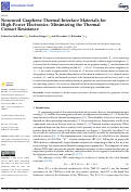 Cover page: Noncured Graphene Thermal Interface Materials for High-Power Electronics: Minimizing the Thermal Contact Resistance