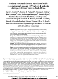 Cover page: Patient-reported factors associated with reengagement among HIV-infected patients disengaged from care in East Africa