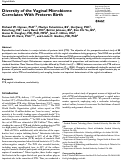 Cover page: Diversity of the vaginal microbiome correlates with preterm birth.