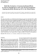 Cover page: Multi-Site Evaluation of Community-Based Efforts to Improve Engagement in HIV Care Among Populations Disproportionately Affected by HIV in the United States