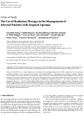 Cover page: The Use of Radiation Therapy in the Management of Selected Patients with Atypical Lipomas