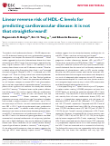 Cover page: Linear reverse risk of HDL-C levels for predicting cardiovascular disease: it is not that straightforward!