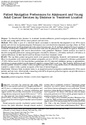 Cover page: Patient Navigation Preferences for Adolescent and Young Adult Cancer Services by Distance to Treatment Location