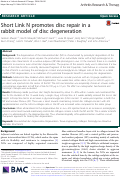 Cover page: Short Link N promotes disc repair in a rabbit model of disc degeneration