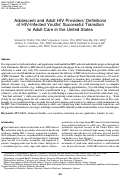 Cover page: Adolescent and Adult HIV Providers' Definitions of HIV-Infected Youths' Successful Transition to Adult Care in the United States