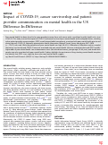 Cover page: Impact of COVID-19, cancer survivorship and patient-provider communication on mental health in the US Difference-In-Difference