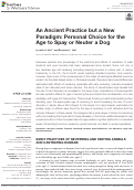 Cover page: An Ancient Practice but a New Paradigm: Personal Choice for the Age to Spay or Neuter a Dog.