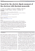 Cover page: Search for the electric dipole moment of the electron with thorium monoxide