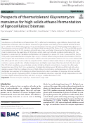 Cover page: Prospects of thermotolerant Kluyveromyces marxianus for high solids ethanol fermentation of lignocellulosic biomass.