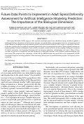 Cover page: Future Data Points to Implement in Adult Spinal Deformity Assessment for Artificial Intelligence Modeling Prediction: The Importance of the Biological Dimension.