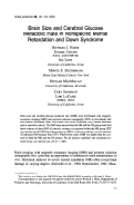 Cover page: Brain size and cerebral glucose metabolic rate in nonspecific mental retardation and down syndrome