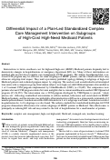 Cover page: Differential Impact of a Plan-Led Standardized Complex Care Management Intervention on Subgroups of High-Cost High-Need Medicaid Patients.