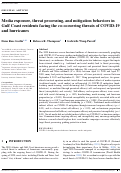 Cover page: Media exposure, threat processing, and mitigation behaviors in Gulf Coast residents facing the co‐occurring threats of COVID‐19 and hurricanes