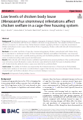 Cover page: Low levels of chicken body louse (Menacanthus stramineus) infestations affect chicken welfare in a cage-free housing system.