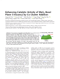 Cover page: Enhancing Catalytic Activity of MoS2 Basal Plane S‑Vacancy by Co Cluster Addition