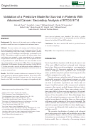 Cover page: Validation of a Predictive Model for Survival in Patients With Advanced Cancer: Secondary Analysis of RTOG 9714