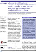 Cover page: Influence of neighbourhood socioeconomic position on the transition to type II diabetes in older Mexican Americans: the Sacramento Area Longitudinal Study on Aging