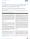 Cover page: Can testing the environment for severe acute respiratory coronavirus virus 2 (SARS-CoV-2) be a signal for coronavirus disease 2019 (COVID-19) cases among nursing home staff?