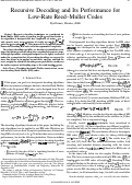 Cover page: Recursive decoding and its performance for low-rate Reed-Muller codes