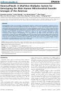 Cover page: AmericaPlex26: A SNaPshot Multiplex System for Genotyping the Main Human Mitochondrial Founder Lineages of the Americas