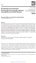 Cover page: Predicting international Facebook ties through cultural homophily and other factors