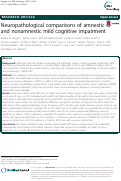 Cover page: Neuropathological comparisons of amnestic and nonamnestic mild cognitive impairment