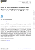 Cover page: Search for supersymmetry using vector boson fusion signatures and missing transverse momentum in pp collisions at s = 13 TeV with the ATLAS detector