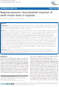 Cover page: Regional genome transcriptional response of adult mouse brain to hypoxia