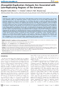 Cover page: Drosophila Duplication Hotspots Are Associated with Late-Replicating Regions of the Genome