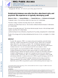 Cover page: Relationship between executive function, attachment style, and psychotic like experiences in typically developing youth