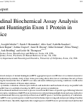 Cover page: Longitudinal Biochemical Assay Analysis of Mutant Huntingtin Exon 1 Protein in R6/2 Mice.