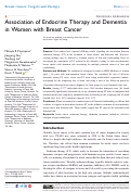 Cover page: Association of Endocrine Therapy and Dementia in Women with Breast Cancer.