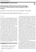 Cover page: The New Normal: a Follow-Up Survey of Trainee and Faculty Perceptions of Remote Didactic Learning During the COVID-19 Pandemic