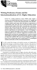 Cover page: Writing Proficiency Exams and the Internationalization of U.S. Higher Education