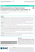 Cover page: Clinical Predictors of Lung Function In Patients Recovering From Mild COVID-19