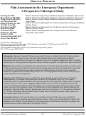 Cover page: Pain Assessment in the Emergency Department: A Prospective Videotaped Study