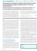 Cover page: Developing Recommendations for Evidence-Based Clinical Preventive Services for Diverse Populations: Methods of the U.S. Preventive Services Task Force.