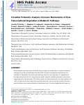 Cover page: Circadian Proteomic Analysis Uncovers Mechanisms of Post-Transcriptional Regulation in Metabolic Pathways.