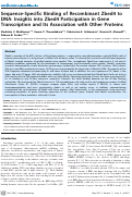 Cover page: Sequence-Specific Binding of Recombinant Zbed4 to DNA: Insights into Zbed4 Participation in Gene Transcription and Its Association with Other Proteins