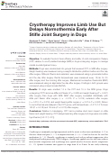 Cover page: Cryotherapy Improves Limb Use But Delays Normothermia Early After Stifle Joint Surgery in Dogs