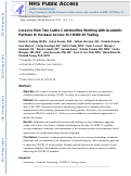 Cover page: Lessons from Two Latino Communities Working with Academic Partners to Increase Access to COVID-19 Testing.