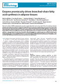 Cover page: Enzyme promiscuity drives branched-chain fatty acid synthesis in adipose tissues