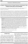 Cover page: Prediction of Warfarin Dose in Pediatric Patients: An Evaluation of the Predictive Performance of Several Models