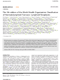 Cover page: The 5th edition of the World Health Organization Classification of Haematolymphoid Tumours: Lymphoid Neoplasms