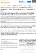 Cover page: Association Between SARS-CoV-2 Variants and Frequency of Acute Symptoms: Analysis of a Multi-institutional Prospective Cohort Study-December 20, 2020-June 20, 2022.